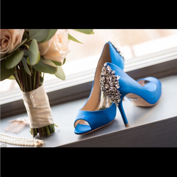 Badgley Mischka Nilla Peep Toe Pumps in Sapphire 6.5 - Picture 3 of 16